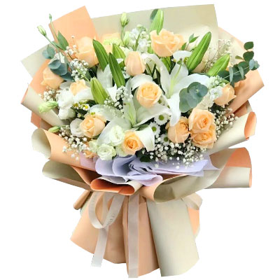 绵阳19朵香槟玫瑰百合，你是我的真爱