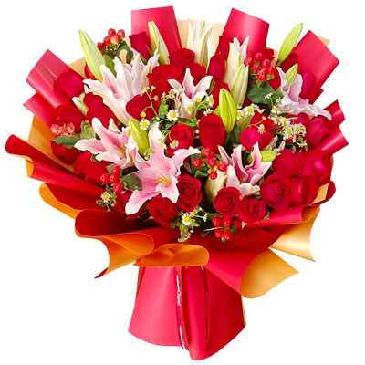 绵阳33朵红玫瑰百合，心灵的火花