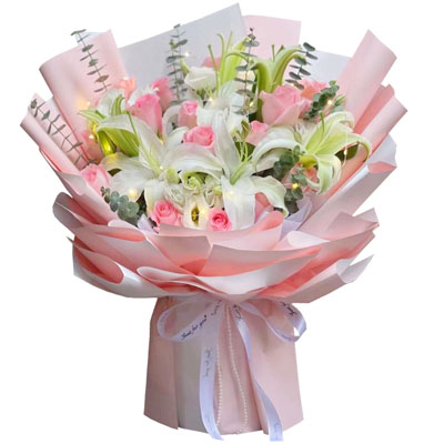 绵阳16朵粉玫瑰百合，感情稳定坚固