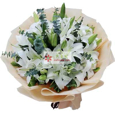 绵阳9支白色多头百合，祝福你幸福
